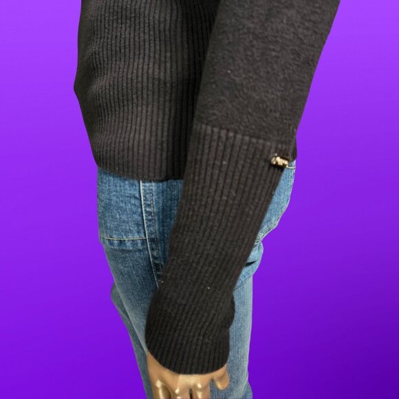 Y2K Hooded Black Fair Isle Skinny Sweater Size S Cotton Emo Indie 2000s - Picture 6 of 10